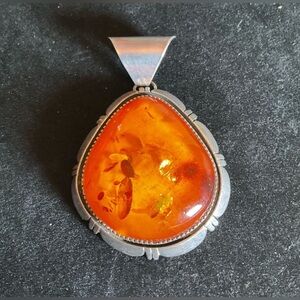 Large Baltic Amber SS Pendant